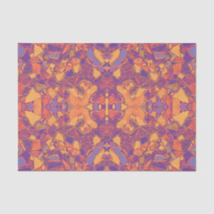 Papel De Seda Mosaico Tribal Roxo Laranja Amarelo Boêmio