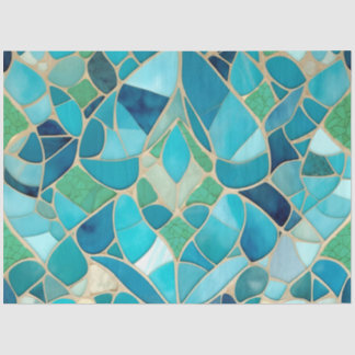 Papel De Seda Mosaico Turquesa Abstrato com estilo Art Deco