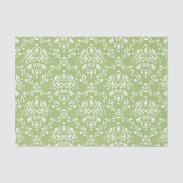 Papel De Seda Moss Green Damask (Frente )