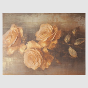 Papel De Seda Mostarda amarela rosas franceses empoeirados verde