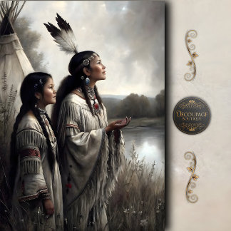 Papel De Seda Mother & Daughter Teepee Prayer Decoupage