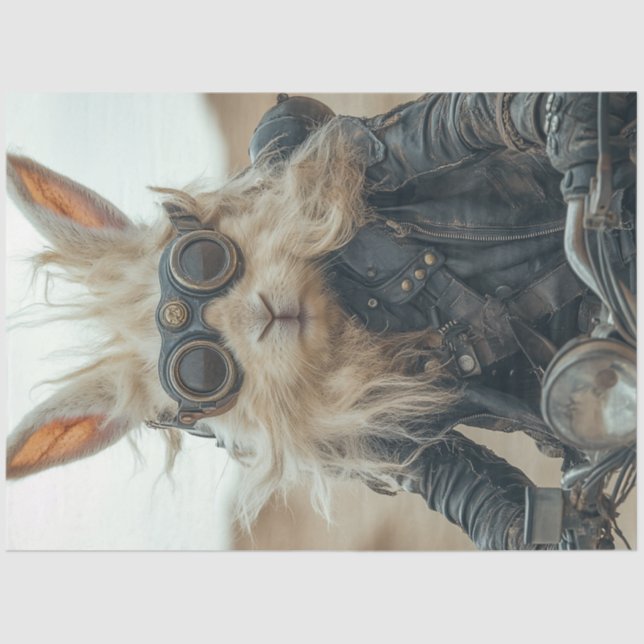 Papel De Seda Motociclagem de coelho Steampunk (Frente )