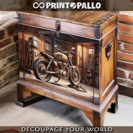 Papel De Seda Motocicleta antiga estacionada em uma garagem anti