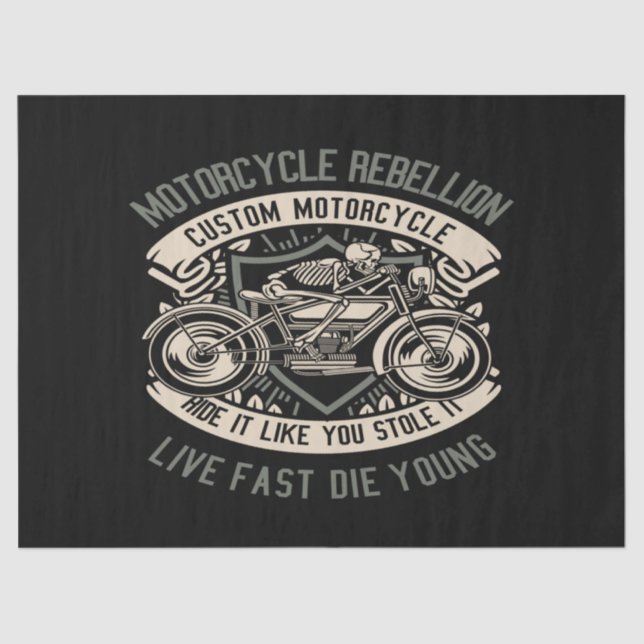 Papel De Seda Motociclo de Rebel do Crânio (Frente )