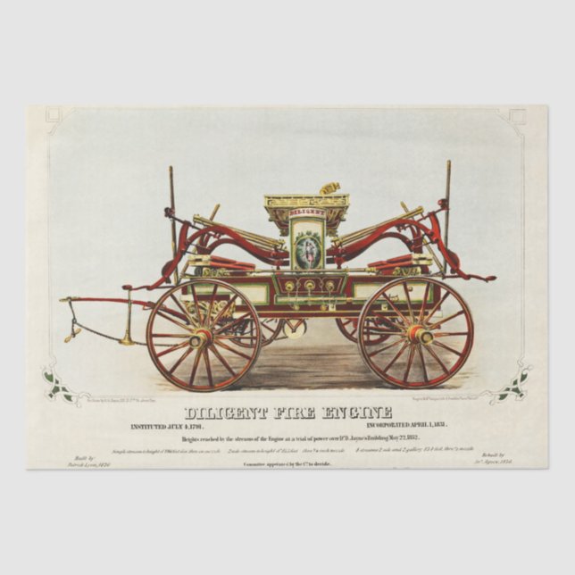 Papel De Seda Motor Diligent Fire, 1852, Restaurado, Desligament (Frente )