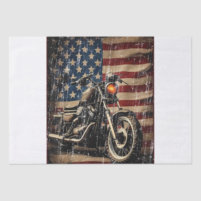 Papel De Seda Motorcycle USA Flag Biker (Frente )