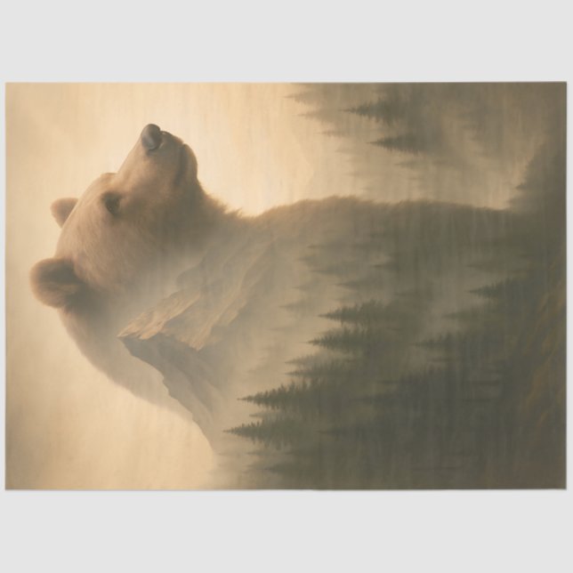 Papel De Seda Mountain Bear in the Misty Mountain Decoupage  (Frente )