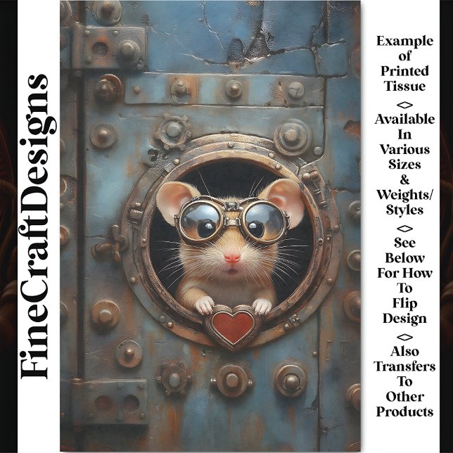 Papel De Seda Mouse Branco Steampunk & Red Heart Decoupage BQ2 (Criador carregado)