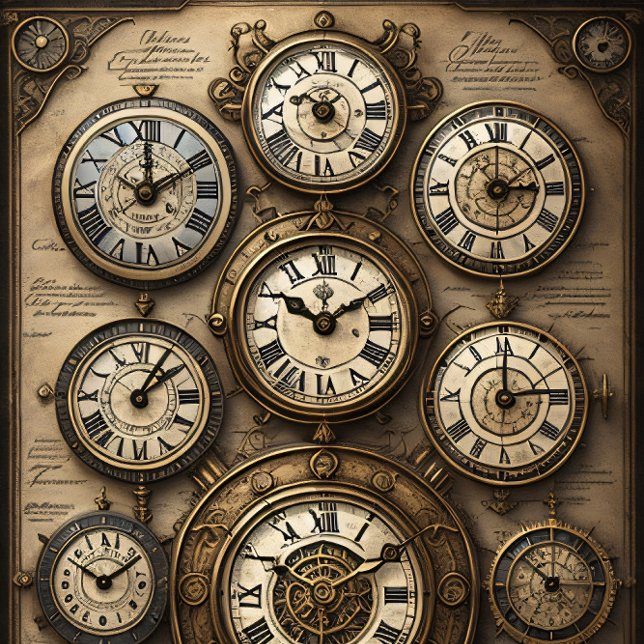 Papel De Seda Mousseline Clocks and map Tissue paper Decoupage (Criador carregado)