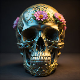 Papel De Seda Mousseline Floral skull v3 Steampunk tissue paper
