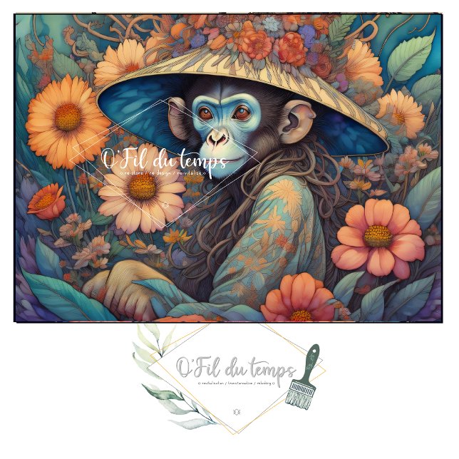 Papel De Seda Mousseline Flower Hat  cute chimp v13 Tissue paper (Criador carregado)