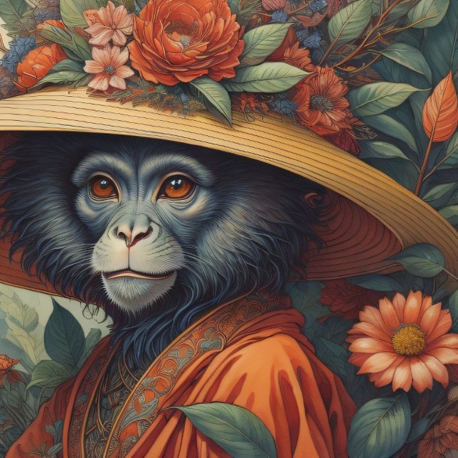 Papel De Seda Mousseline Flower Hat Monkey chimp v6 Tissue paper (Criador carregado)