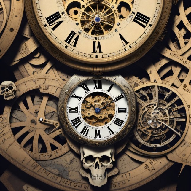 Papel De Seda Mousseline Steampunk watches skulls Tissue paper (Criador carregado)