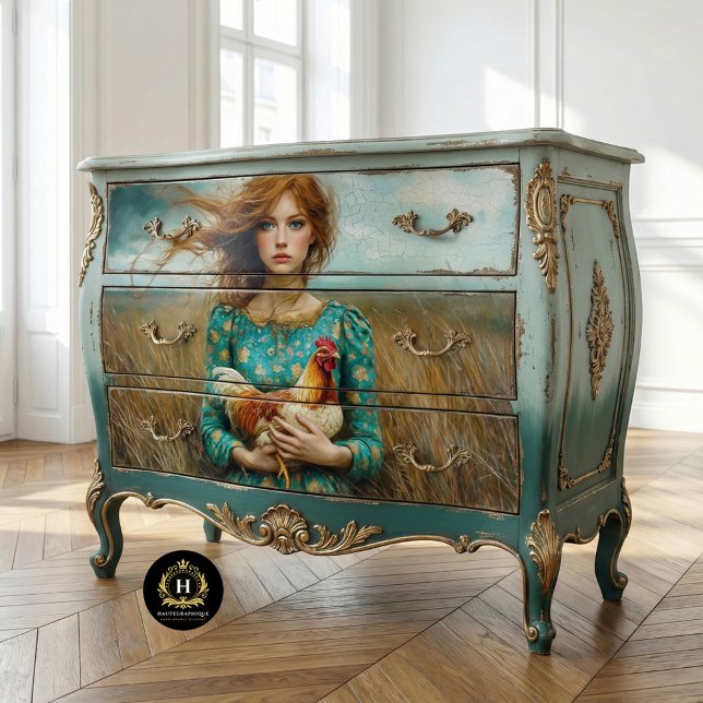 Papel De Seda Móveis Decoupage Vestido de Frango Menina da Campi (Criador carregado)