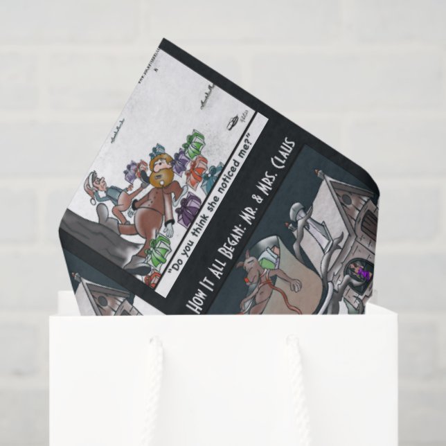 Papel De Seda Mr. & Mrs. Claus How it All Began (Sacola de presentes)