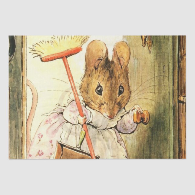 Papel De Seda "Mrs. Mouse Sweeps the Dollhouse", por Beatrix Pot (Frente )