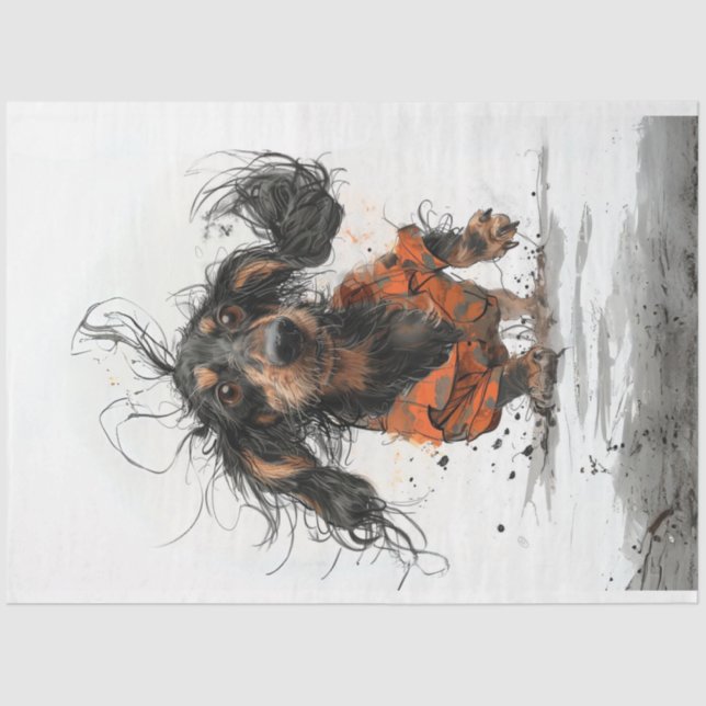 Papel De Seda Muddy Melody Dachshund Decoupage (Frente )