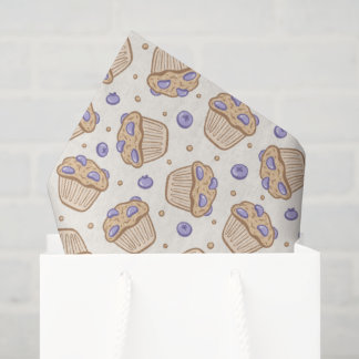 Papel De Seda Muffin de Mirtilo Desenhado à Mão Café Padaria Beg