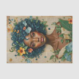 Papel De Seda Mulher Afro-Americana com Flores - Desligar