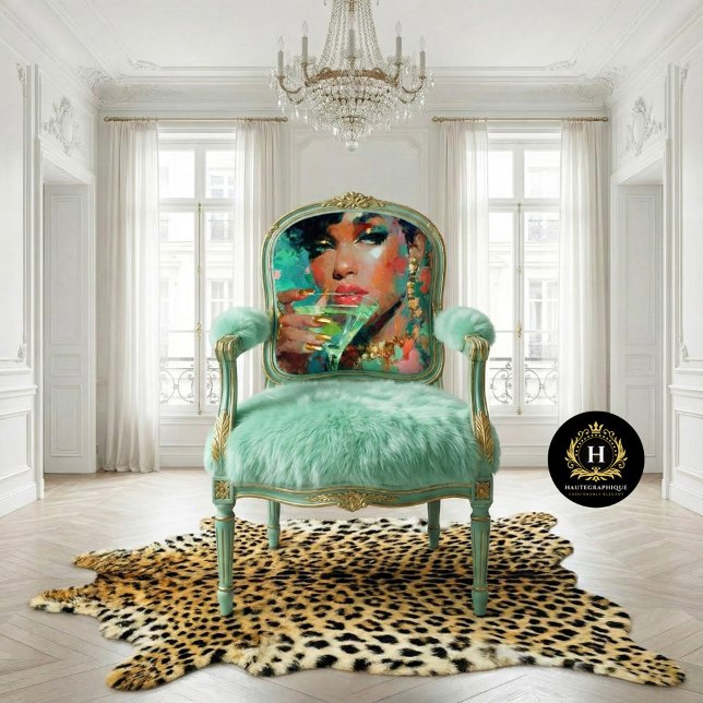 Papel De Seda Mulher Afro-Americana Martini Verde Decoupage (Criador carregado)