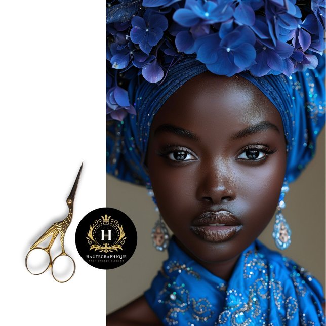 Papel De Seda Mulher afro-americana na chamada "Blue Floral Deco (Criador carregado)