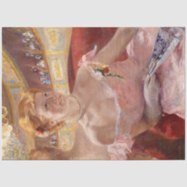 Papel De Seda Mulher Americana com Colar Pérola e Vestido Rosa