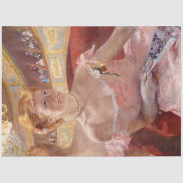 Papel De Seda Mulher Americana com Colar Pérola e Vestido Rosa (Frente )