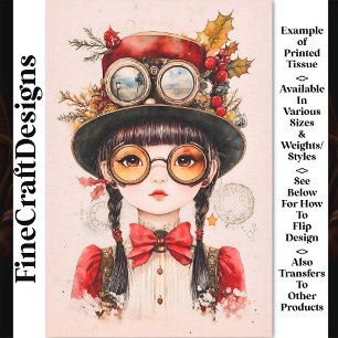 Papel De Seda Mulher Asiática Festiva Steampunk BJ2 Decoupage