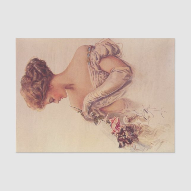 Papel De Seda Mulher bonito segurando um Kitten (por Harrison Fi (Frente )