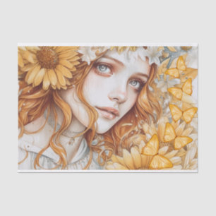 Papel De Seda Mulher Borboleta Daisy Innocence Beleza Decoupage