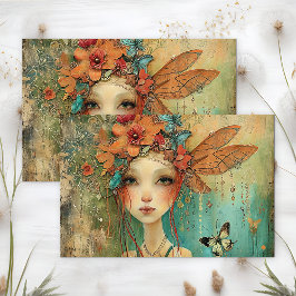 PAPEL DE SEDA MULHER BORBOLETA EXCÊNTRICA DECOUPAGE