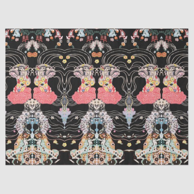 Papel De Seda MULHER,CENTAUR FLORAL, vermelho, branco branco bra (Frente )