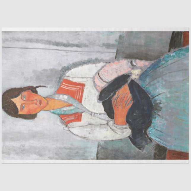 Papel De Seda Mulher cigana com bebê, Modigliani (Frente )