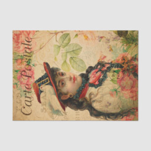 Papel De Seda Mulher cigana exótica com chapéu e pomba em francê