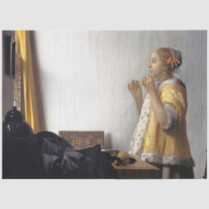 Papel De Seda Mulher com Colar Pérola, Johannes Vermeer