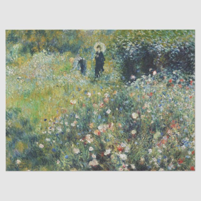 Papel De Seda Mulher com Parasol em Jardim por Auguste Renoir (Frente )