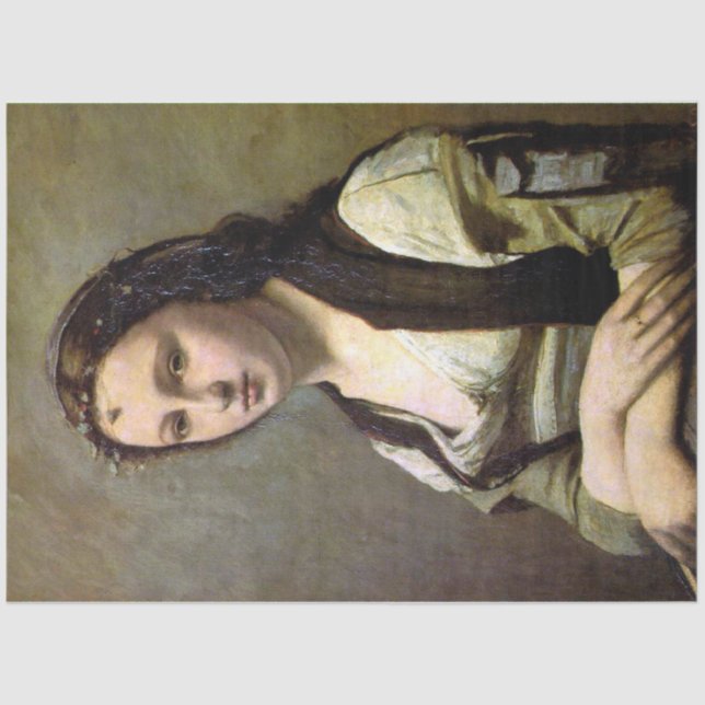 Papel De Seda Mulher com pérola, Camille Corot, 1868-1870 (Frente )