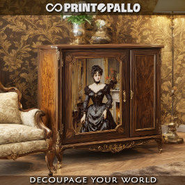 Papel De Seda Mulher de alta sociedade em 1900 com vestido preto