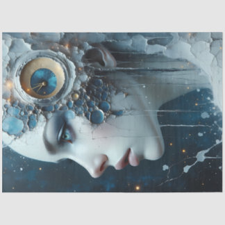 Papel De Seda Mulher de Fantasia Surreal Cósmica em Decoupage