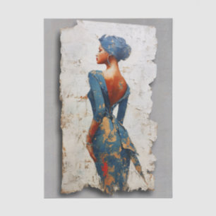 Papel De Seda Mulher de Pele Escura em Azul EL6L Decoupagem