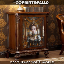 Papel De Seda Mulher de vestido de renascença em quarto barroco