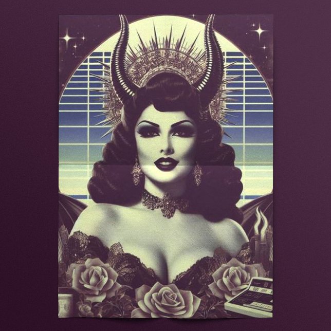 Papel De Seda Mulher Devilish Retrowave (Criador carregado)