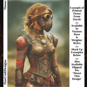 Papel De Seda Mulher Distópica Steampunk, Armadura EK3R Decoupag