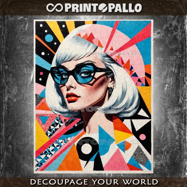 Papel De Seda Mulher do meio do século da Pop Art com óculos de  (Criador carregado)