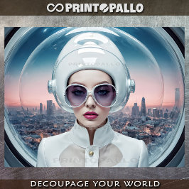 Papel De Seda Mulher dos anos 50 em óculos grandes e plexiglass