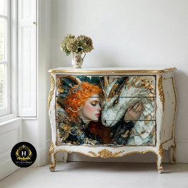 Papel De Seda Mulher Dragão Dourado Fantasia Decoupagem
