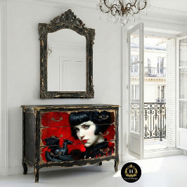 Papel De Seda Mulher Dragão Vermelho Preto Gótico Fantasia Decou