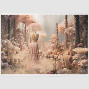 Papel De Seda Mulher Elegante & um guarda-sol, Flores Silvestres