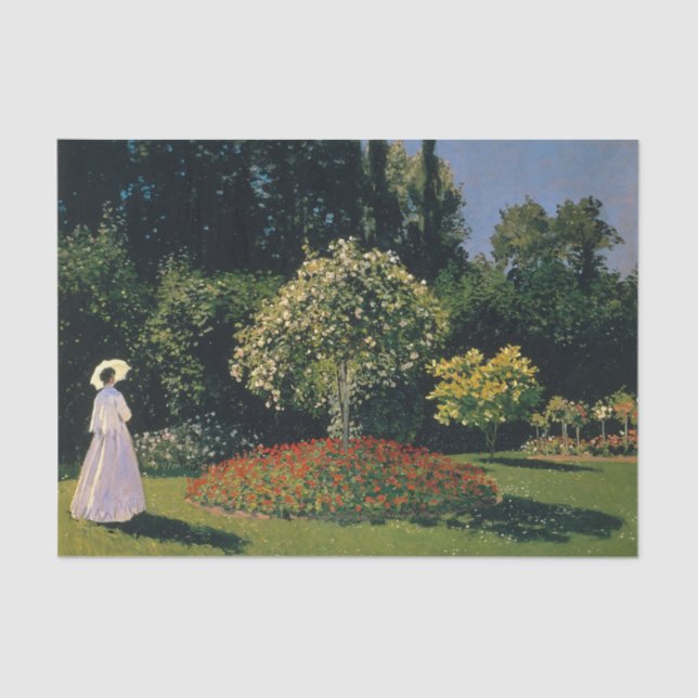 Papel De Seda Mulher em Jardim por Claude Monet (Frente )