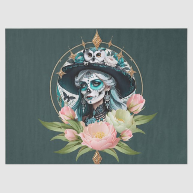 Papel De Seda Mulher espantosa com uma espantosa maquiagem do cr (Frente )